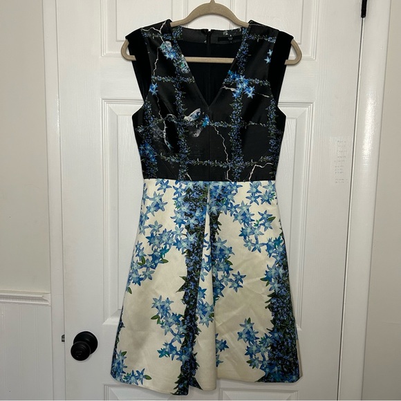 Tibi Sidewalk Floral Silk V-Neck Dress - Picture 1 of 13